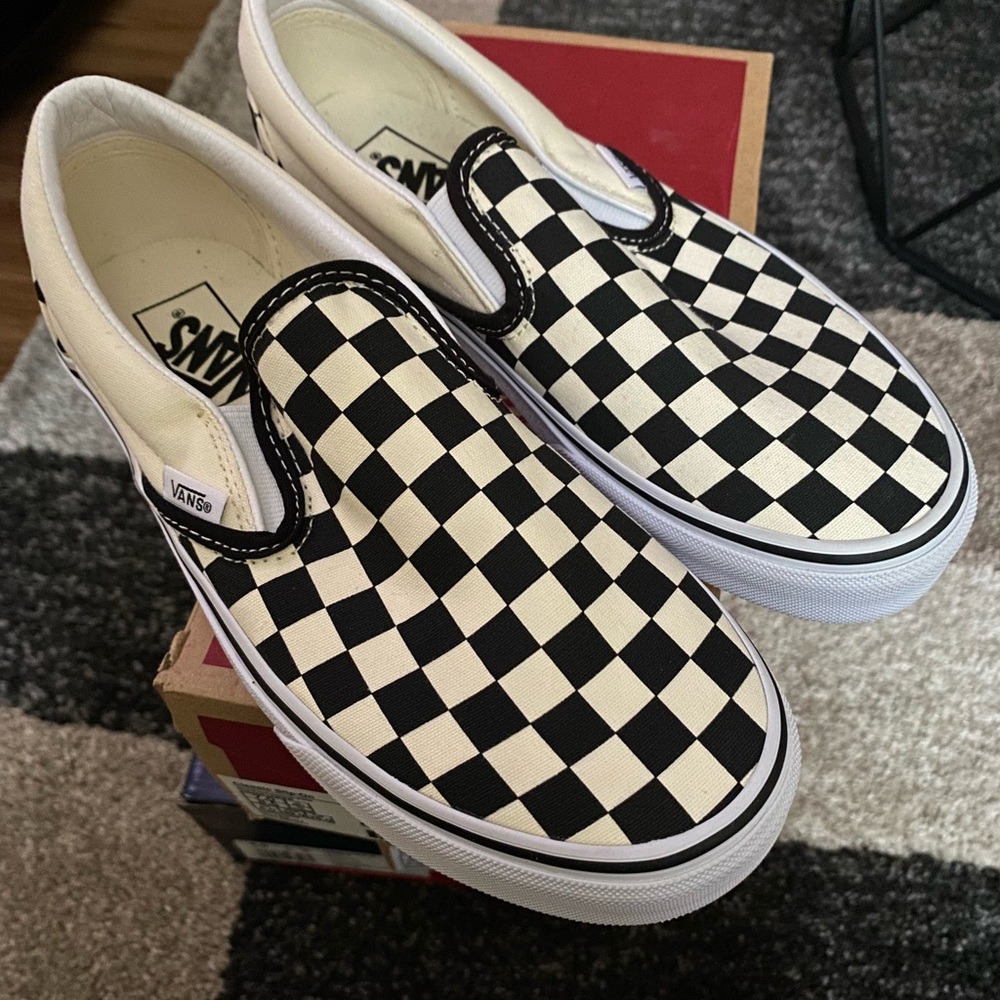 Vans Black and White Checkerboard Slip-Ons